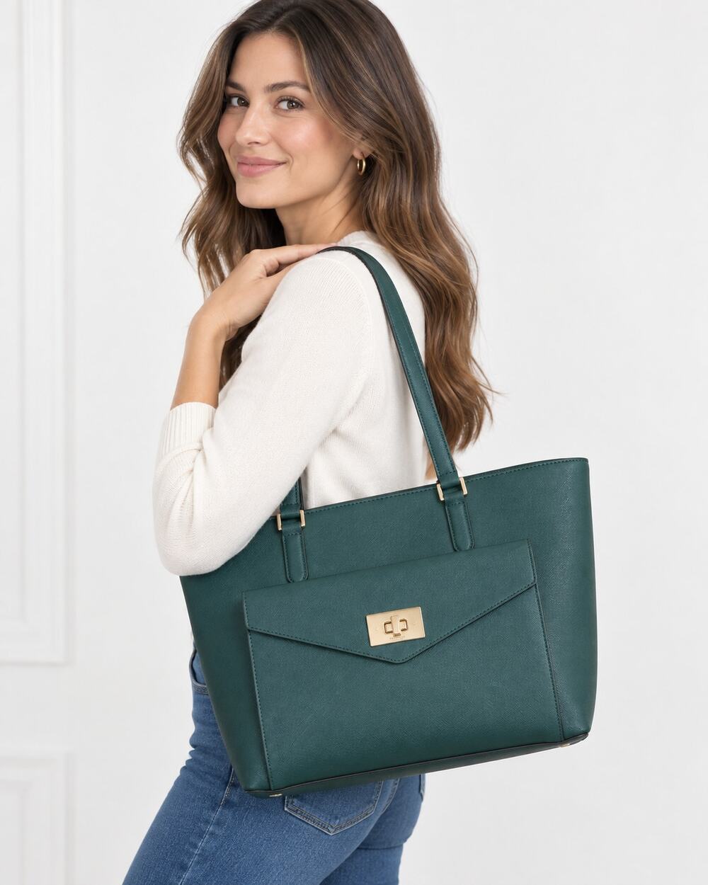 Kate Spade Post Street Halsey Tote Nightforest Green WKRU4173 NWT